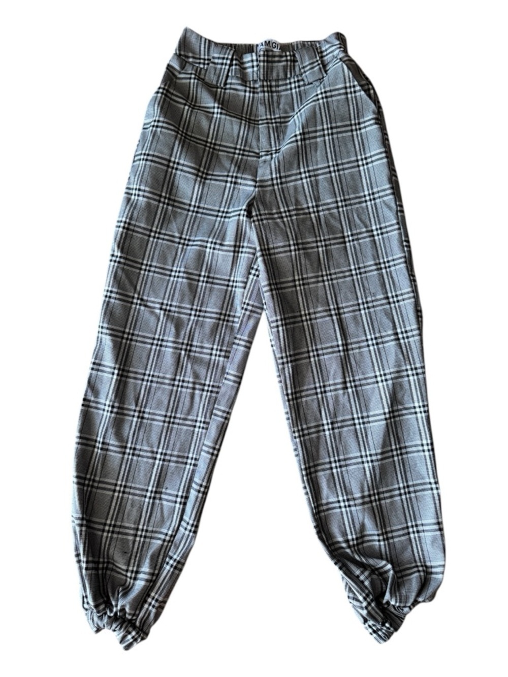 I Am Gia Cobain Plaid Relaxed Fit Pants Joggers Plaid Black White Punk Indie